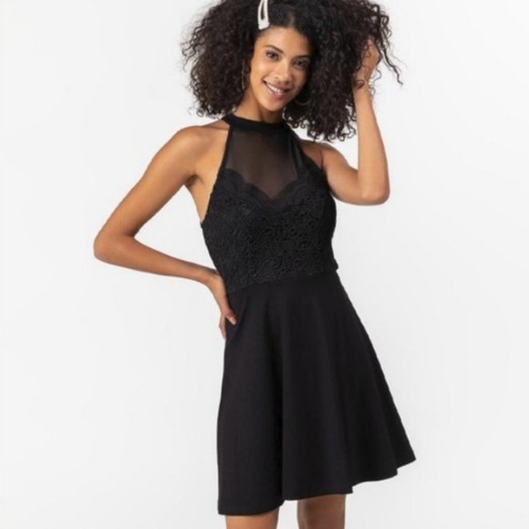 FRANCESCA Collection Blue Rain Black Dress Size M D308 - Picture 1 of 14